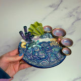 Sea Turtle Coral Reef Dish with 4 Mini Bowls Iridescent Cloud Altar Ring Jewelry Tray A