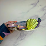 Sea Turtle Coral Reef Dish with 4 Mini Bowls Iridescent Cloud Altar Ring Jewelry Tray A