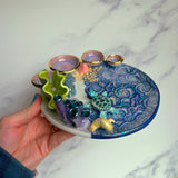 Sea Turtle Coral Reef Dish with 4 Mini Bowls Iridescent Cloud Altar Ring Jewelry Tray A