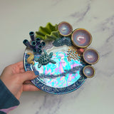 Sea Turtle Coral Reef Dish with 4 Mini Bowls Iridescent Cloud Altar Ring Jewelry Tray A