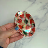 Lil Oval Strawberry Dish Iridescent Ring Tray