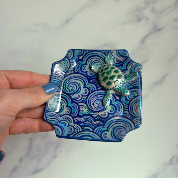 Sea Turtle Cloud Iridescent Altar Ring Jewelry Tray