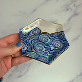 Hexagon Cloud Tray, Iridescent Altar Ring Jewelry Soap Tray