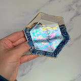 Hexagon Cloud Tray, Iridescent Altar Ring Jewelry Soap Tray