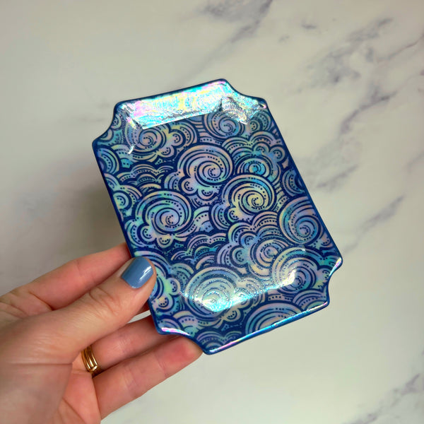 Rectangle Cloud Tray, Iridescent Altar Ring Jewelry Soap Tray