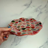 Fluted Strawberry Plate, Iridescent Tray Dish