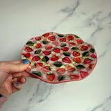 Fluted Strawberry Plate, Iridescent Tray Dish