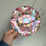 Fluted Strawberry Plate, Iridescent Tray Dish