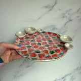 Big Strawberry Tray, Iridescent Altar Ring Jewelry 5 Dish