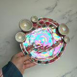 Big Strawberry Tray, Iridescent Altar Ring Jewelry 5 Dish