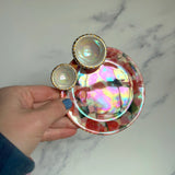 2 Dish Strawberry Tray, Iridescent Altar Ring Jewelry Dish