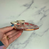 2 Dish Strawberry Tray, Iridescent Altar Ring Jewelry Dish