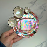 3 Dish Strawberry Tray, Iridescent Altar Ring Jewelry Dish