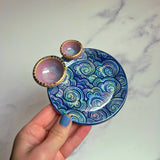 2 Dish Cloud Tray, Iridescent Altar Ring Jewelry Tray Pink Dishes E