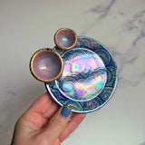 2 Dish Cloud Tray, Iridescent Altar Ring Jewelry Tray Pink Dishes E