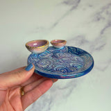 2 Dish Cloud Tray, Iridescent Altar Ring Jewelry Tray Pink Dishes E