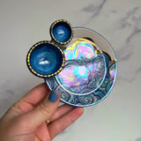 2 Dish Cloud Tray, Iridescent Altar Ring Jewelry Tray Blue Dishes F