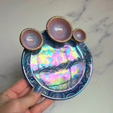 3 Dish Cloud Dish, Iridescent Altar Ring Jewelry Tray Pink Dishes D