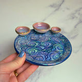 3 Dish Cloud Dish, Iridescent Altar Ring Jewelry Tray Pink Dishes D