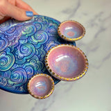 3 Dish Cloud Dish, Iridescent Altar Ring Jewelry Tray Pink Dishes D