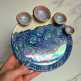 4 Dish Cloud Dish, Iridescent Altar Ring Jewelry Tray Pink Dishes C