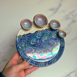 4 Dish Cloud Dish, Iridescent Altar Ring Jewelry Tray Pink Dishes C