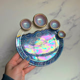 4 Dish Cloud Dish, Iridescent Altar Ring Jewelry Tray Pink Dishes C