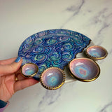 4 Dish Cloud Dish, Iridescent Altar Ring Jewelry Tray Pink Dishes C