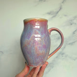 Labradorite Luna Moth Mug, Textured Pink Pottery Mug