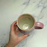 Labradorite Luna Moth Mug, Textured Pink Pottery Mug