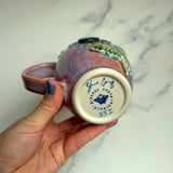 Labradorite Luna Moth Mug, Textured Pink Pottery Mug