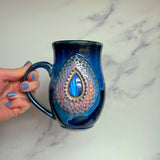Labradorite Crystal Mug, Textured Pink Pottery Mug