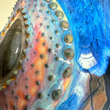 Labradorite Crystal Mug, Textured Pink Pottery Mug