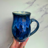 Labradorite Crystal Mug, Textured Pink Pottery Mug