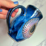 Labradorite Crystal Mug, Textured Pink Pottery Mug