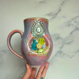 Coral Reef Mug, Sea Turtle Porcelain Coffee Mug Pottery Mug Pink