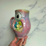 Coral Reef Mug, Sea Turtle Porcelain Coffee Mug Pottery Mug Pink