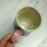 Coral Reef Mug, Sea Turtle Porcelain Coffee Mug Pottery Mug Pink