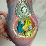 Coral Reef Mug, Sea Turtle Porcelain Coffee Mug Pottery Mug Pink