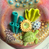 Coral Reef Mug, Sea Turtle Porcelain Coffee Mug Pottery Mug Pink