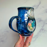 Coral Reef Mug Moonstone Crystal Mug, Sea Turtle Pottery