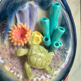 Coral Reef Mug Moonstone Crystal Mug, Sea Turtle Pottery