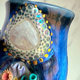 Coral Reef Mug Moonstone Crystal Mug, Sea Turtle Pottery