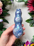 Labradorite Moon Octopus Pipe with Opal and Waves Porcelain Smoking Pipe Clay Pipe