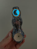 Labradorite Moon Octopus Pipe with Opal and Waves Porcelain Smoking Pipe Clay Pipe