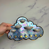 5 Dish Cloud Jewelry Wall Hanging Necklace Display with Ring Dishes A