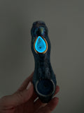 Blue Labradorite Pipe with Wolf and Spider Web Porcelain Smoking Pipe Clay Pipe