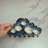 5 Dish Cloud Jewelry Wall Hanging Necklace Display with Ring Dishes A