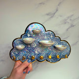 5 Dish Cloud Jewelry Wall Hanging Necklace Display with Ring Dishes A