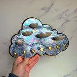 5 Dish Cloud Jewelry Wall Hanging Necklace Display with Ring Dishes B